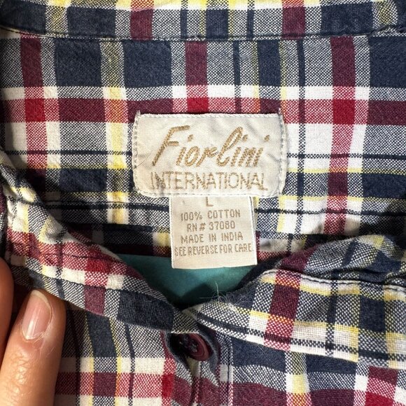 Fiorini International Womens Plaid Cotton Casual Button-Up Shirt SZ Large - Picture 5 of 7